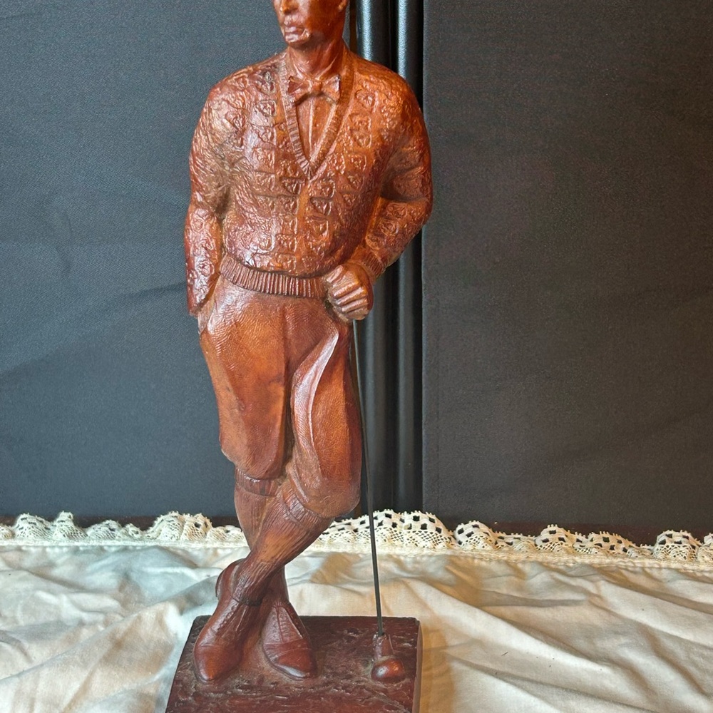 Copper Tone Golfer Statur